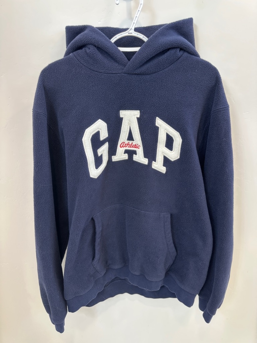 GAP Navy Fleece Pullover Hoodie with White Lettering